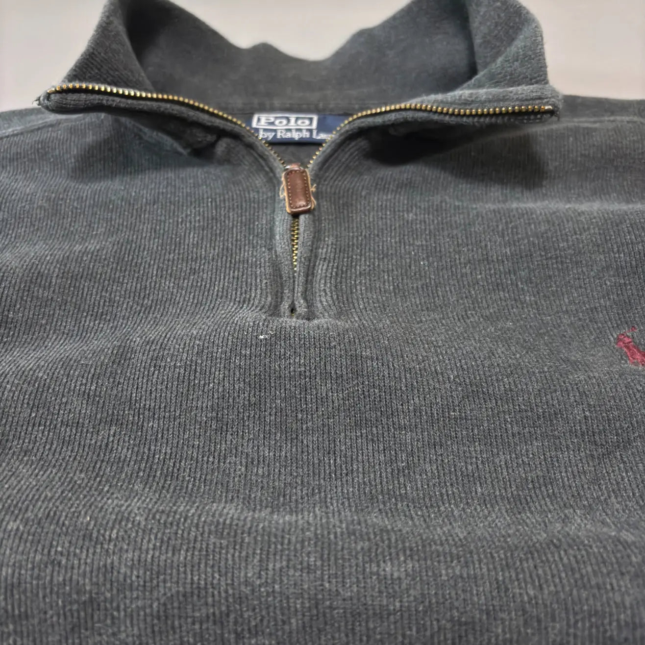 Grey Ralph Lauren Half Zip Sweater - L - Excellent Condition - Revaleur