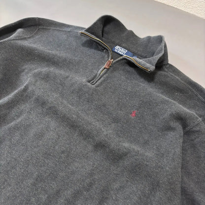 Grey Ralph Lauren Half Zip Sweater - L - Excellent Condition - Revaleur