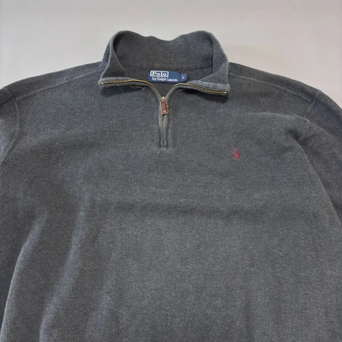 Grey Ralph Lauren Half Zip Sweater - L - Excellent Condition - Revaleur