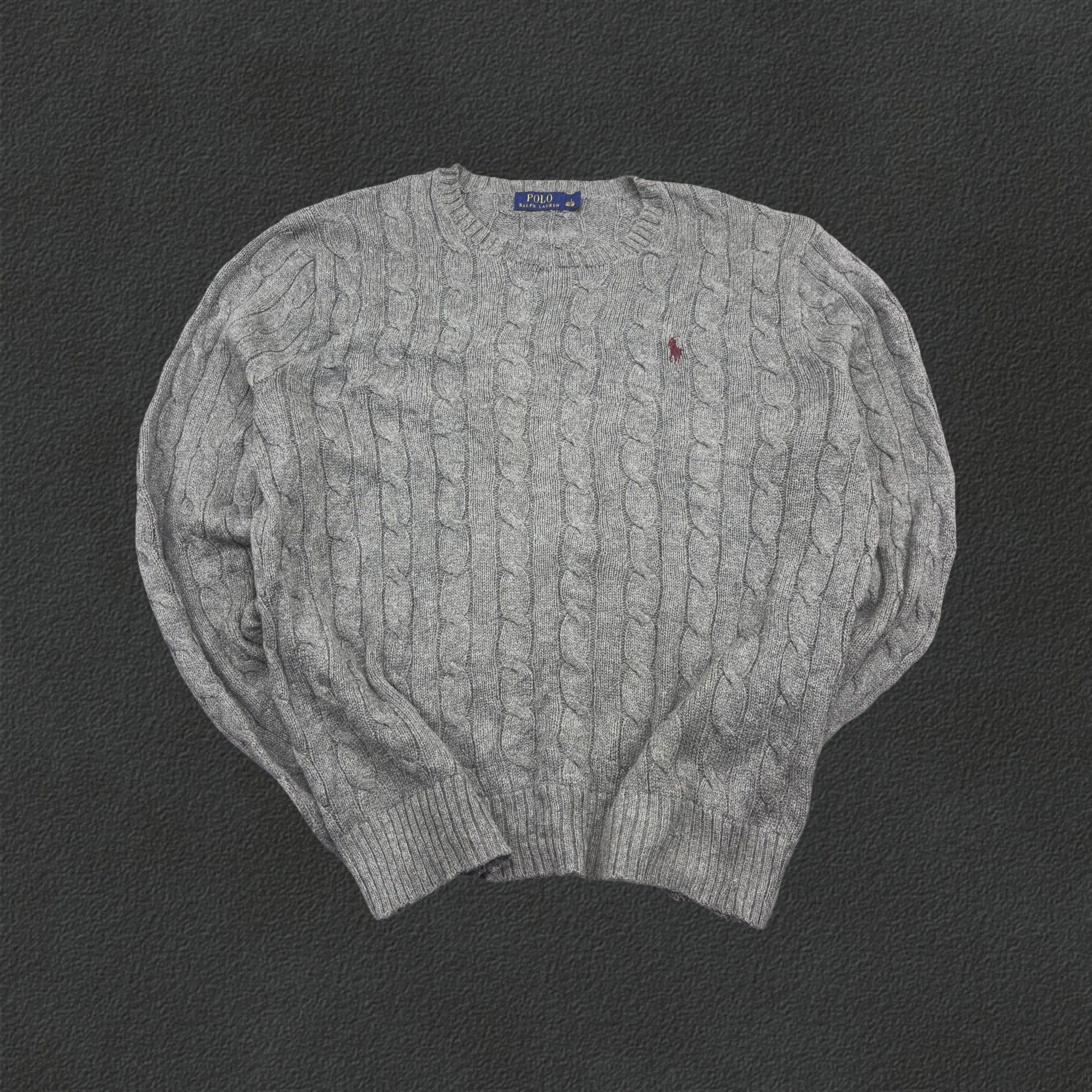 Grey Ralph Lauren Knitted Sweater - L - Excellent Condition - Revaleur