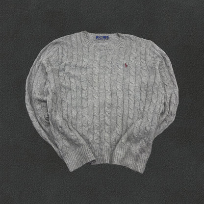 Grey Ralph Lauren Knitted Sweater - L - Excellent Condition - Revaleur