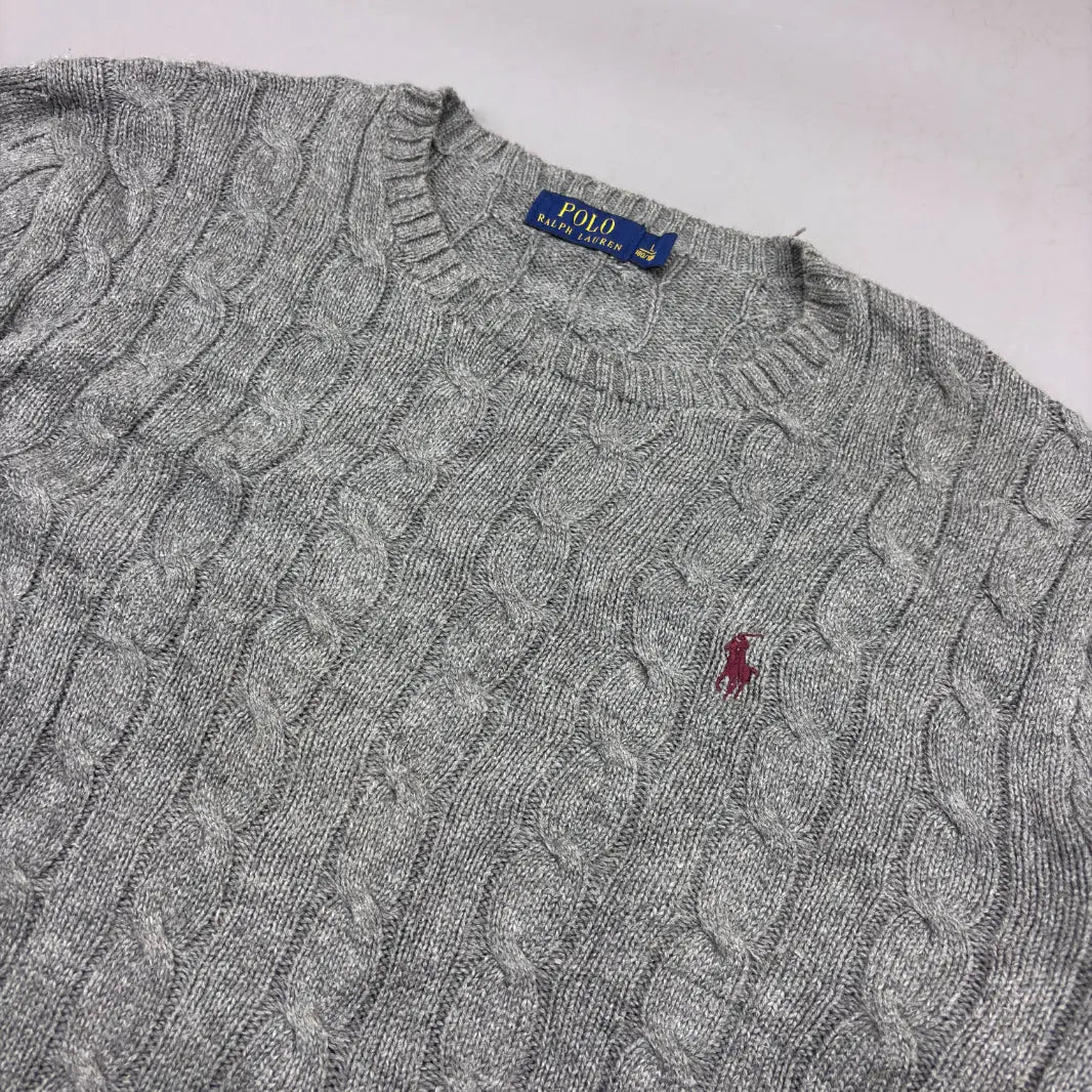 Grey Ralph Lauren Knitted Sweater - L - Excellent Condition - Revaleur