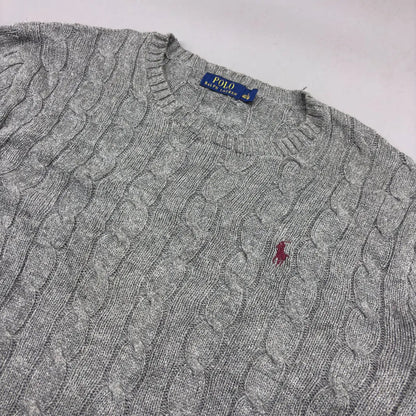 Grey Ralph Lauren Knitted Sweater - L - Excellent Condition - Revaleur
