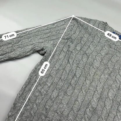 Grey Ralph Lauren Knitted Sweater - L - Excellent Condition - Revaleur
