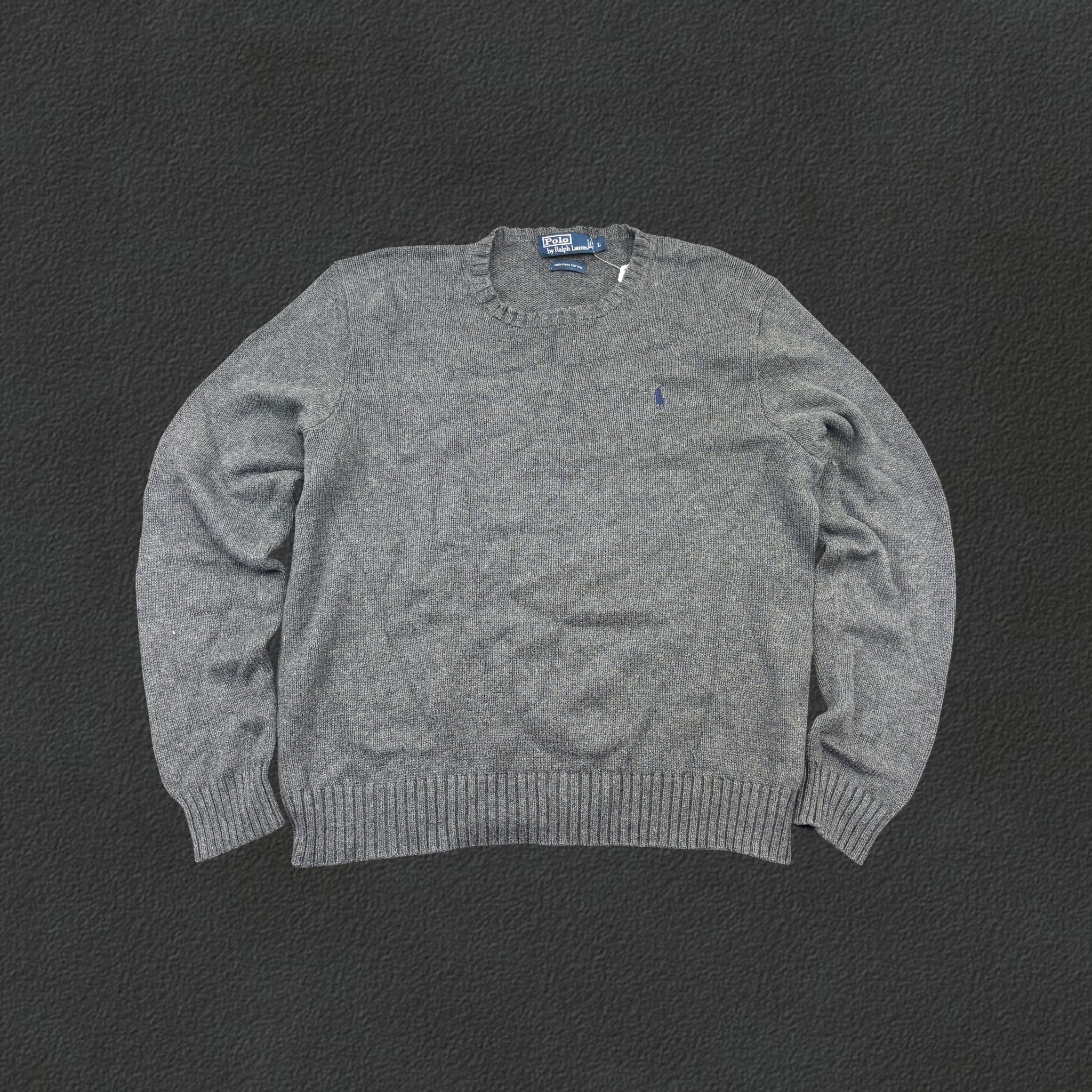Grey Ralph Lauren Knitted Sweater - Men L - Very Good - Revaleur