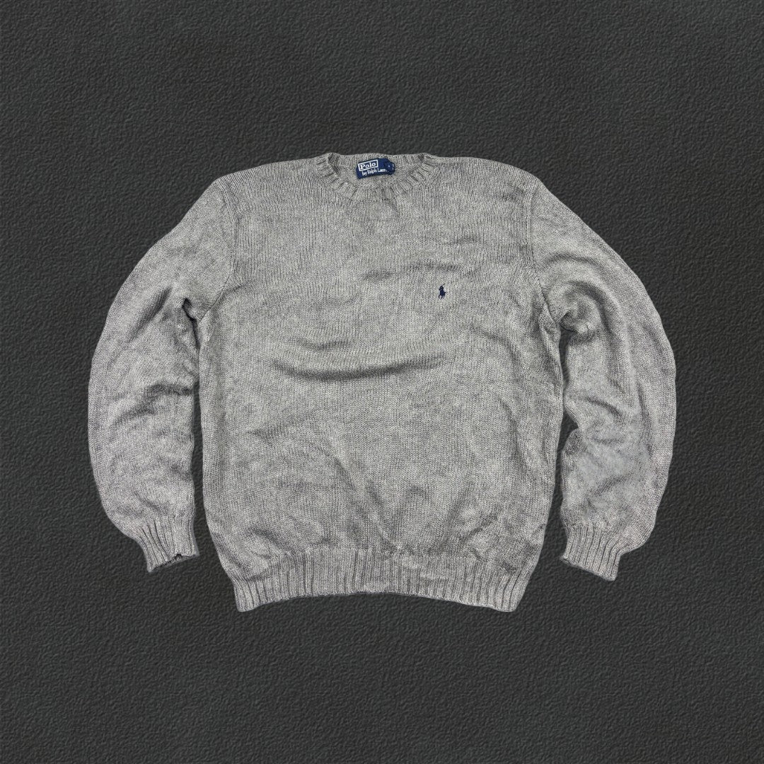 Grey Ralph Lauren Knitted Sweater - Men L - Very Good - Revaleur