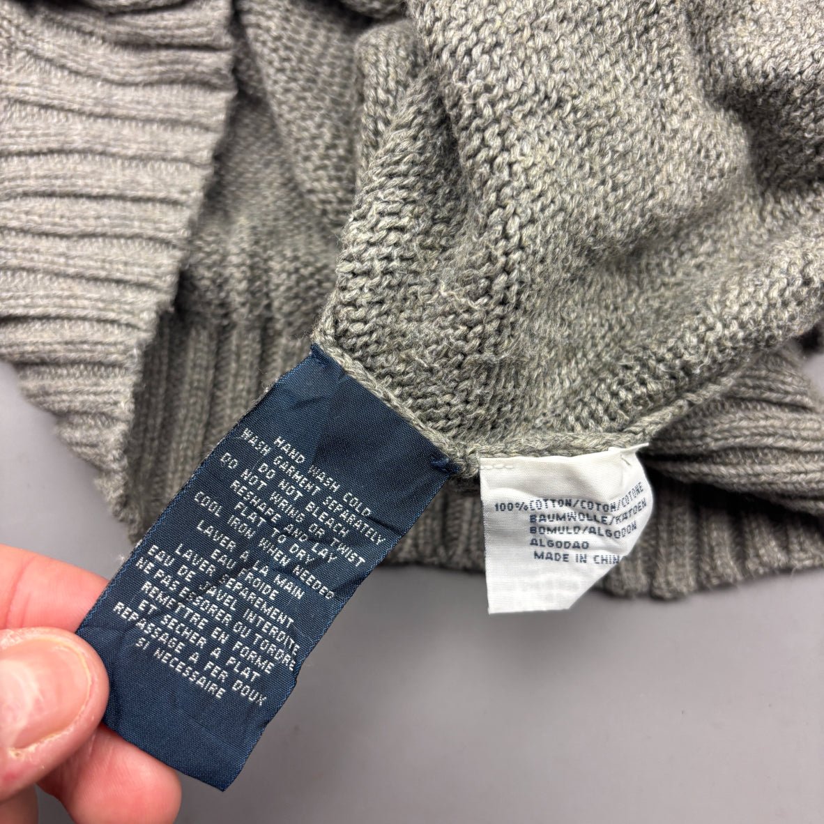 Grey Ralph Lauren Knitted Sweater - Men L - Very Good - Revaleur