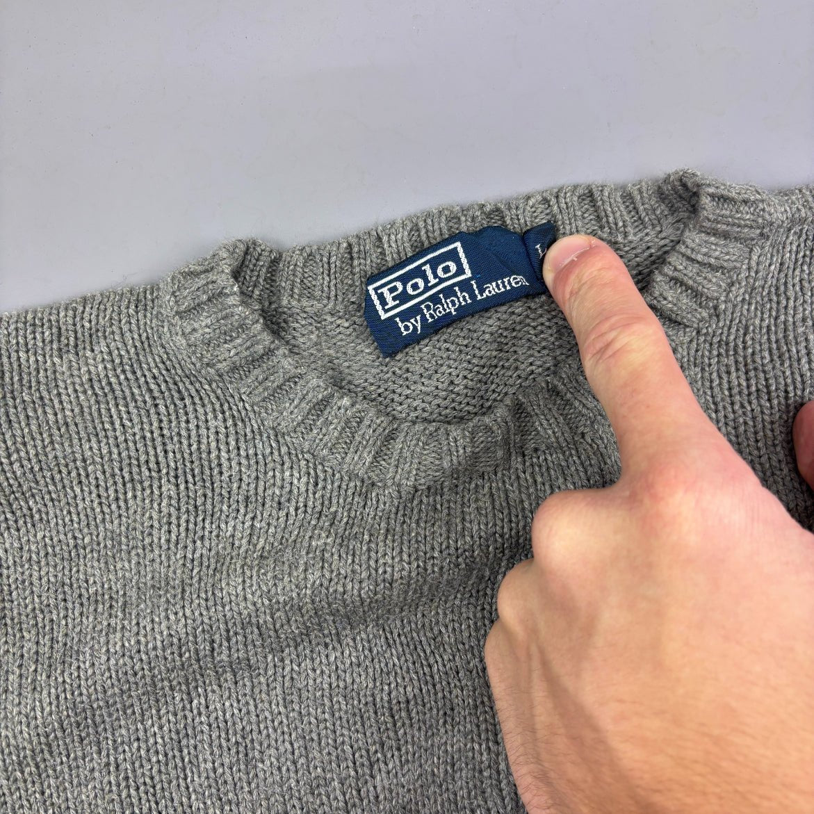 Grey Ralph Lauren Knitted Sweater - Men L - Very Good - Revaleur