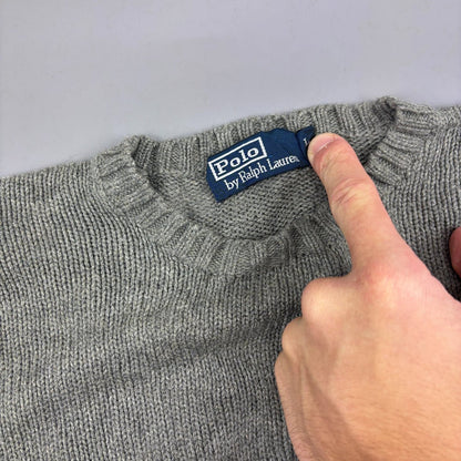 Grey Ralph Lauren Knitted Sweater - Men L - Very Good - Revaleur