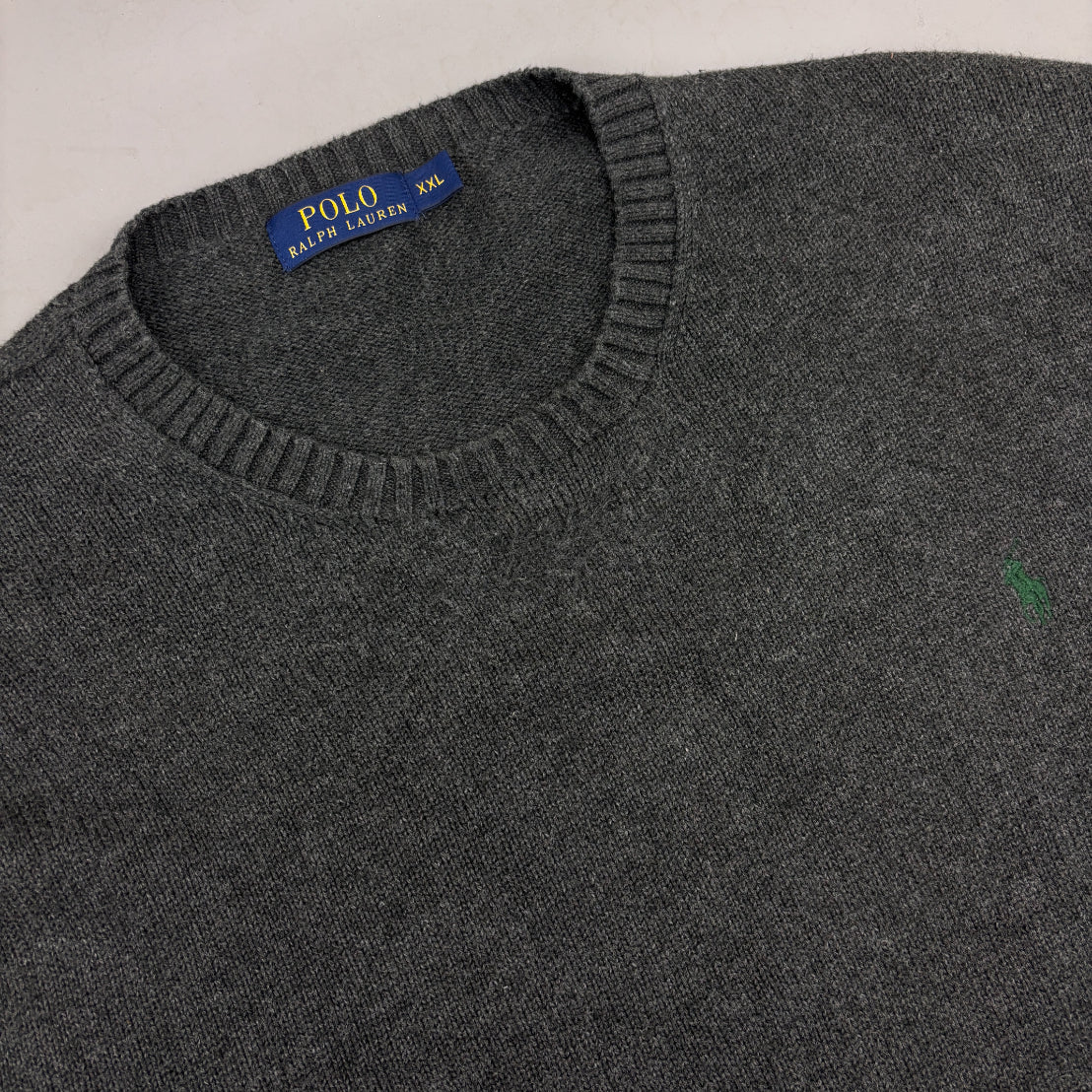 Grey Ralph Lauren Knitted Sweater - Men XXL - Very Good - Revaleur