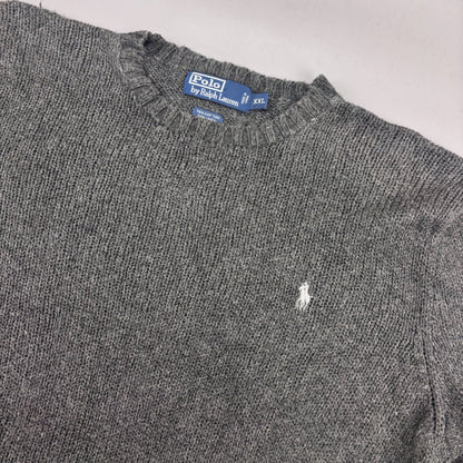 Grey Ralph Lauren Knitted Sweater - Men XXL - Very Good - Revaleur