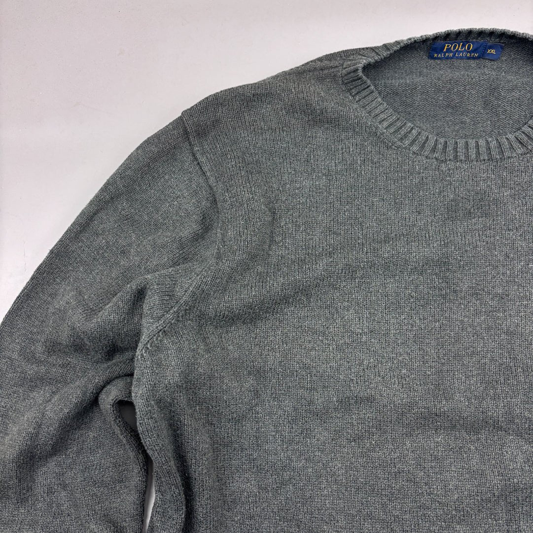 Grey Ralph Lauren Knitted Sweater - Men XXL - Very Good - Revaleur