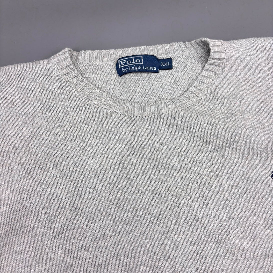 Grey Ralph Lauren Knitted Sweater - Men XXL - Very Good - Revaleur