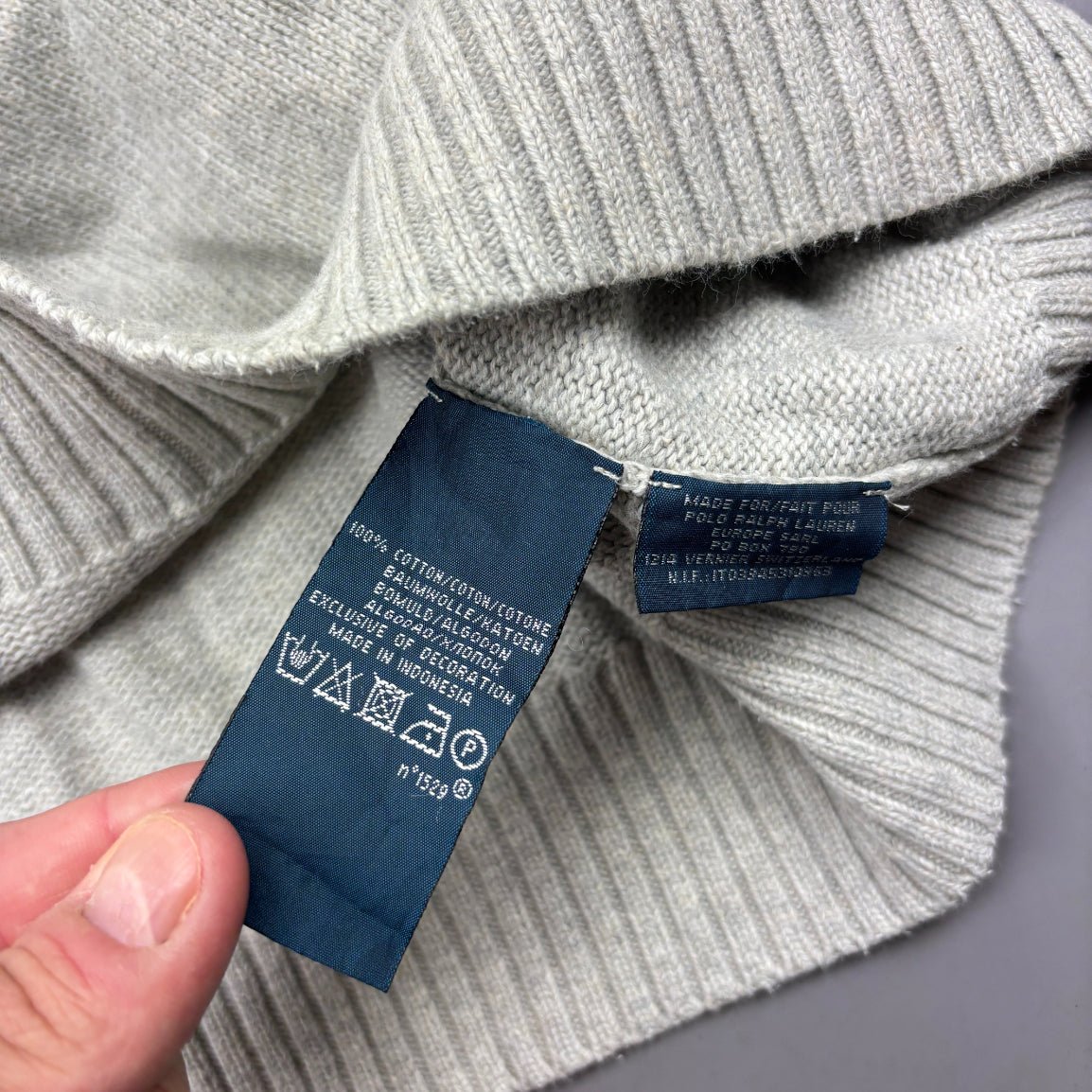 Grey Ralph Lauren Knitted Sweater - Men XXL - Very Good - Revaleur