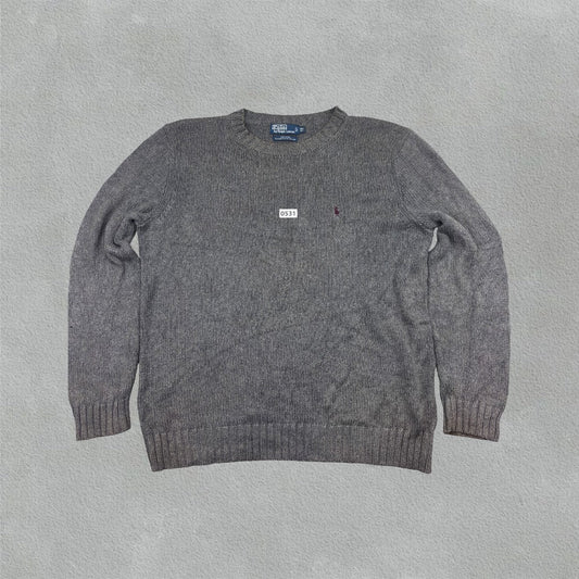 Grey Ralph Lauren Knitted Sweater - XL - Very Good - Revaleur