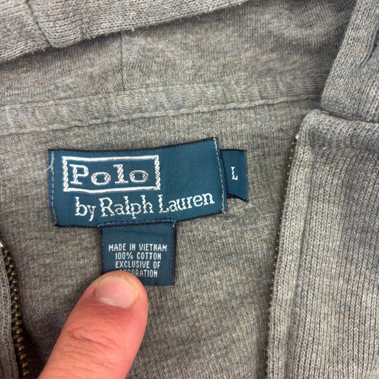 Grey Ralph Lauren Zip Vest - Men L - Good - Revaleur