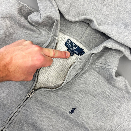 Grey Ralph Lauren Zip Vest - Men L - Good - Revaleur