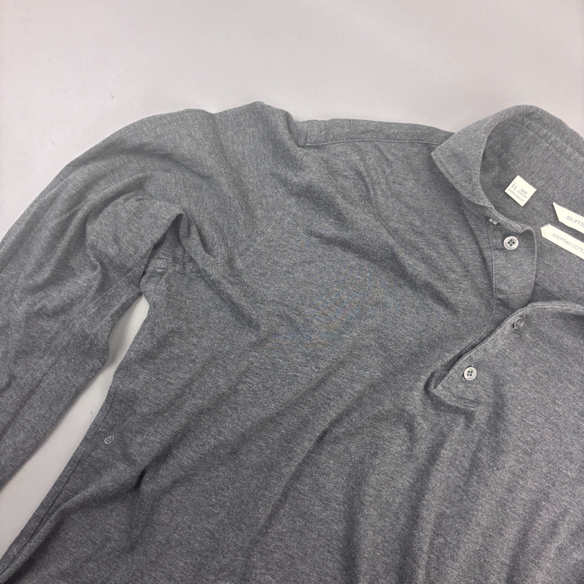 Grey Suitsupply Longsleeve Polo Shirt - Men 40 - Very Good - Revaleur