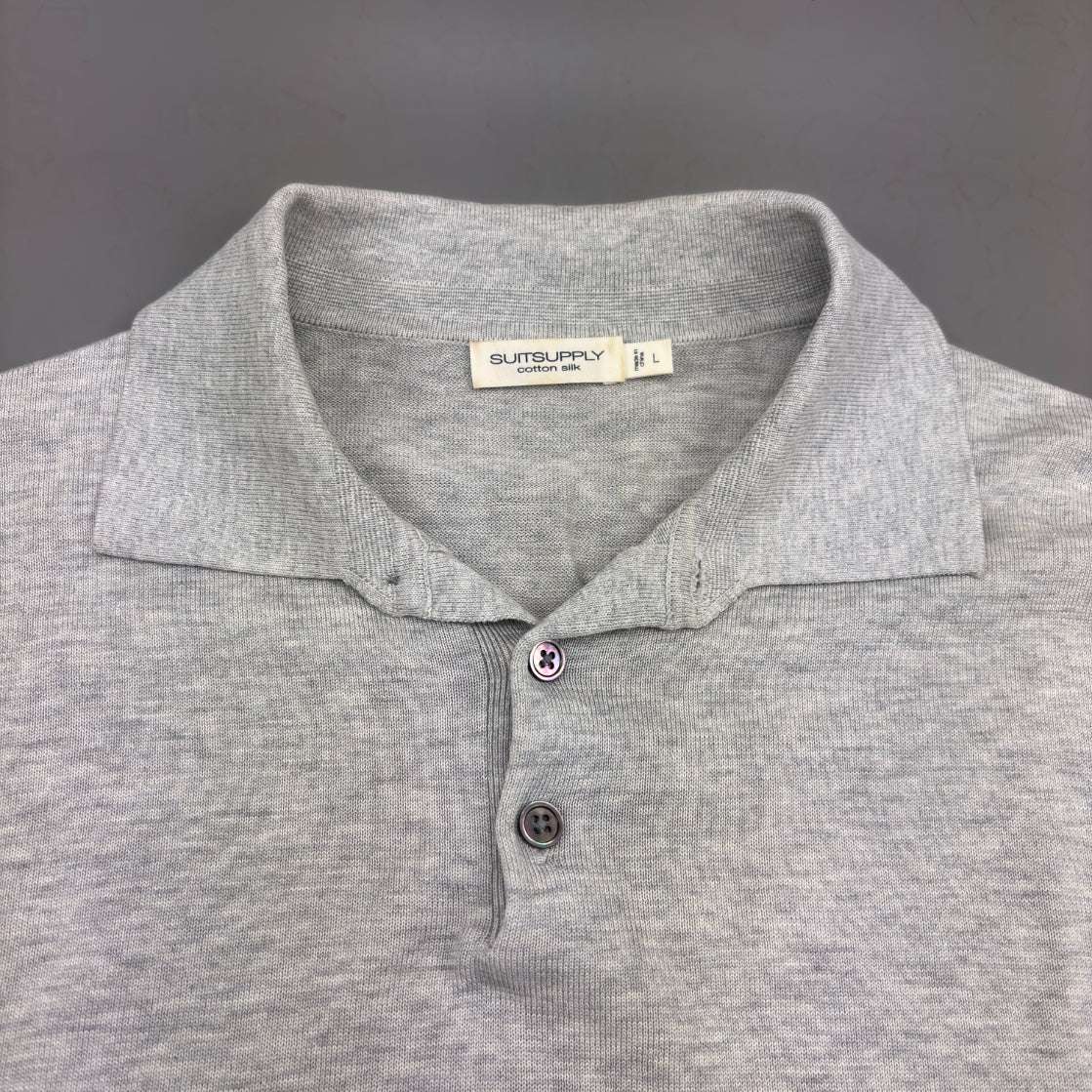 Grey Suitsupply Polo Shirt - L - Excellent Condition - Revaleur