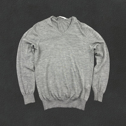 Grey Suitsupply V - neck Sweater - Men S - Very Good - Revaleur