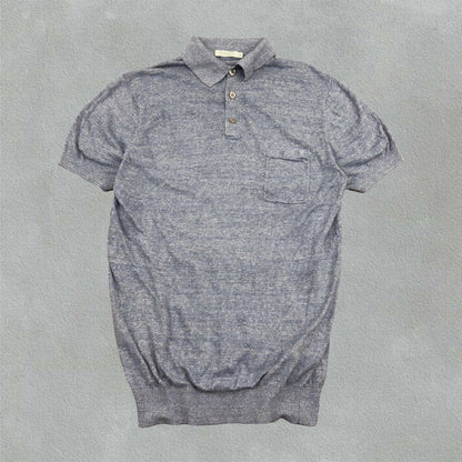 Grey/Light Blue Suitsupply Polo Shirt - S - Excellent Condition - Revaleur