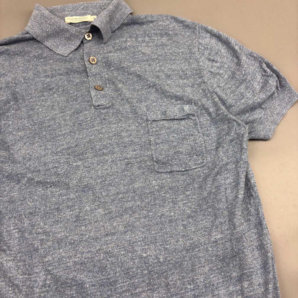 Grey/Light Blue Suitsupply Polo Shirt - S - Excellent Condition - Revaleur