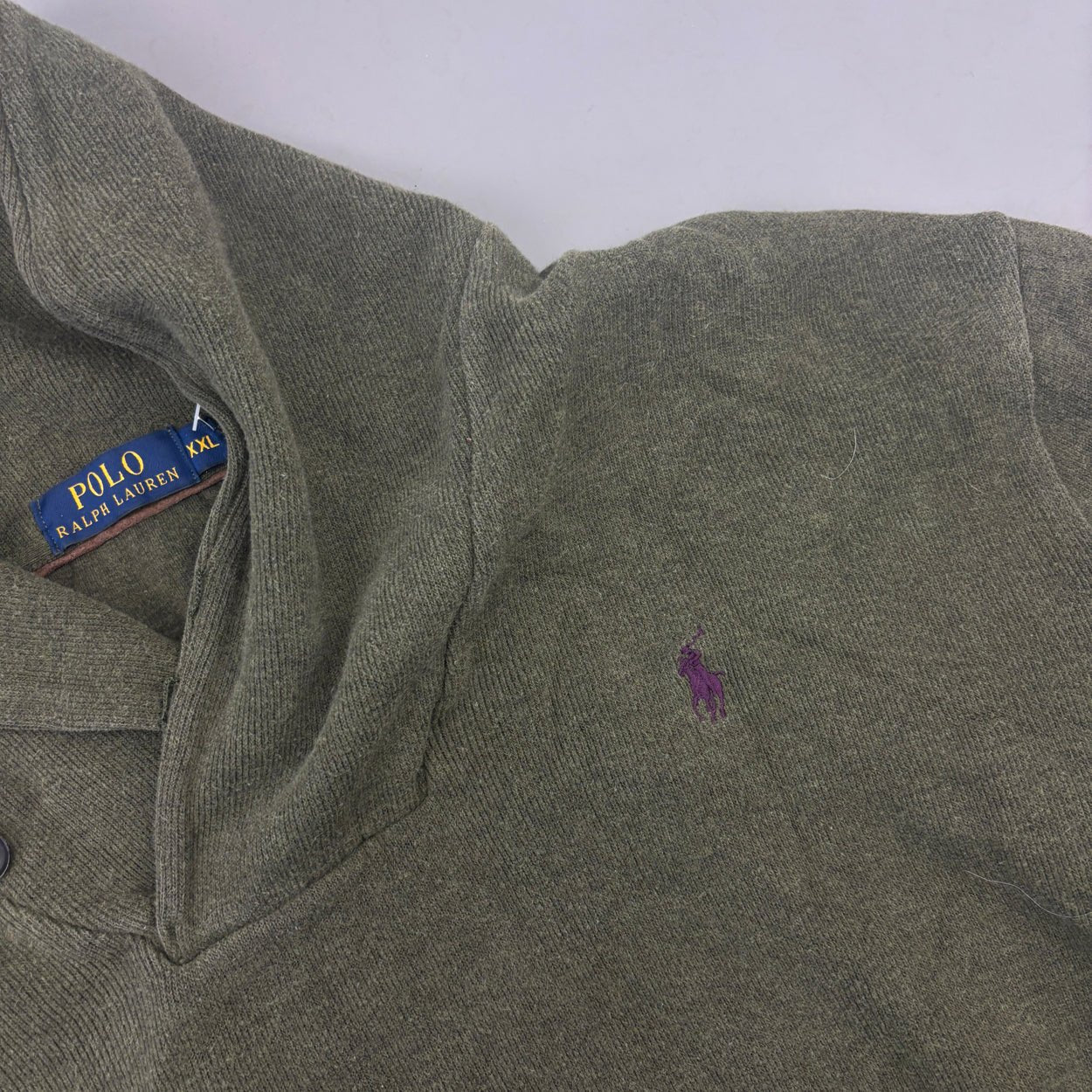 Khaki Ralph Lauren Buttoned Sweater - Men XXL - Very Good - Revaleur