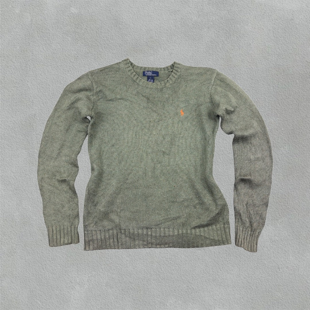 Khaki Ralph Lauren Knitted Sweater - Women L - Very Good - Revaleur