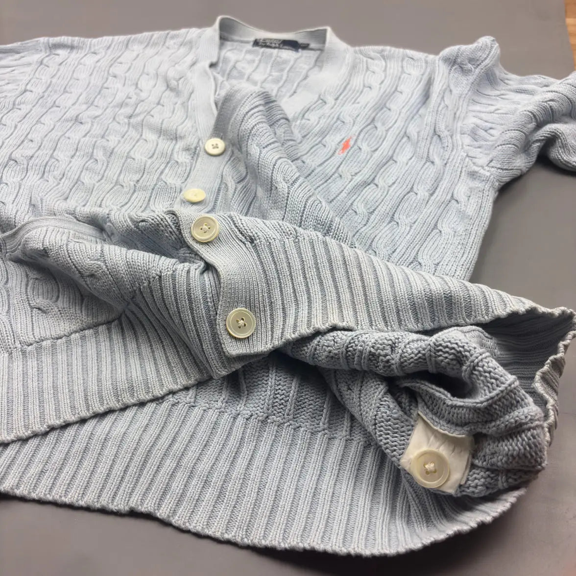 Light Blue Ralph Lauren Cardigan - XL - Good Condition - Revaleur