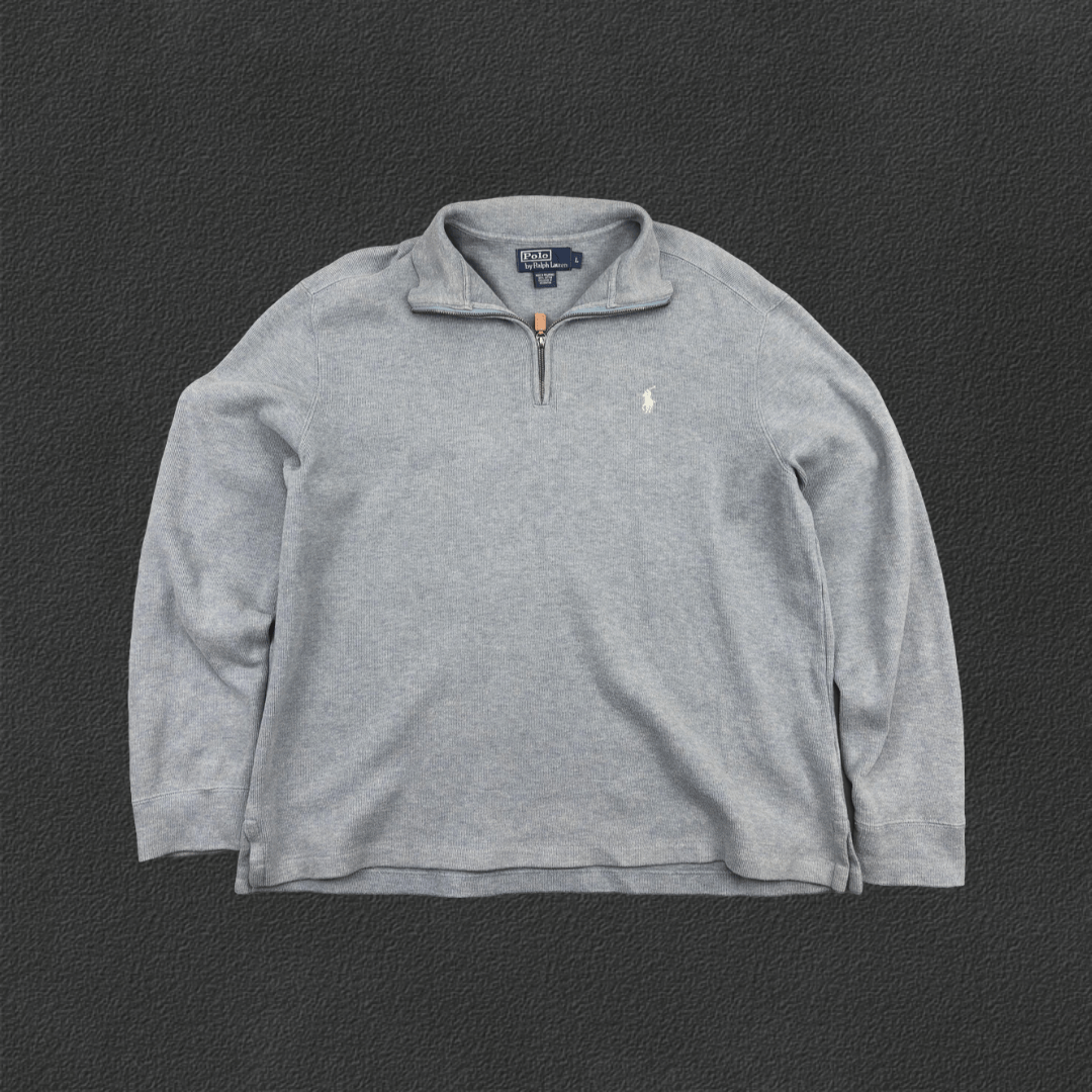 Light Blue Ralph Lauren Half Zip - Men L - Very Good - Revaleur