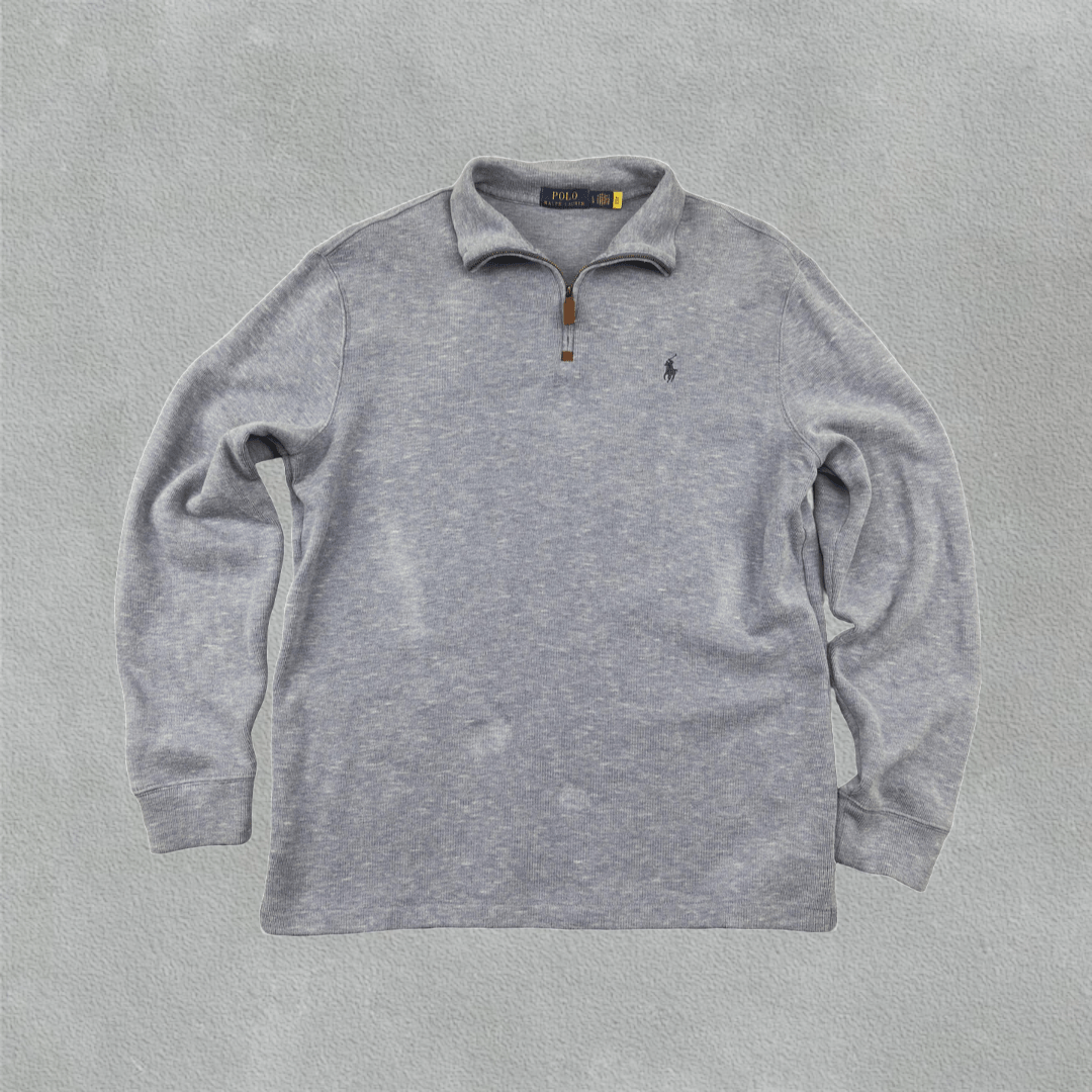 Light Blue Ralph Lauren Half Zip - Men L - Very Good - Revaleur