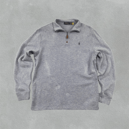 Light Blue Ralph Lauren Half Zip - Men L - Very Good - Revaleur