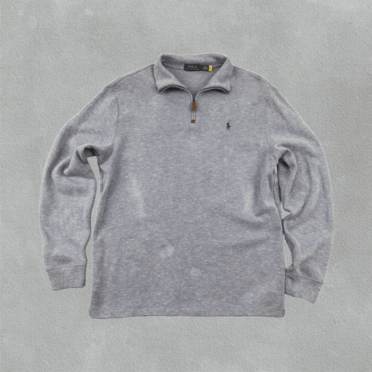 Light Blue Ralph Lauren Half Zip - Men L - Very Good - Revaleur