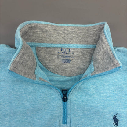 Light Blue Ralph Lauren Half Zip - Men L - Very Good - Revaleur