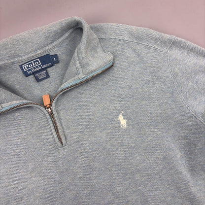 Light Blue Ralph Lauren Half Zip - Men L - Very Good - Revaleur