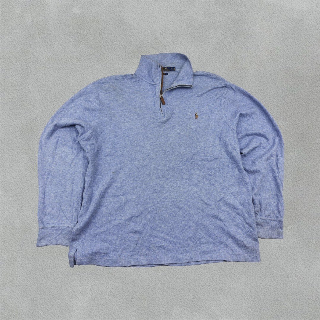 Light Blue Ralph Lauren Half Zip - Men L - Very Good - Revaleur