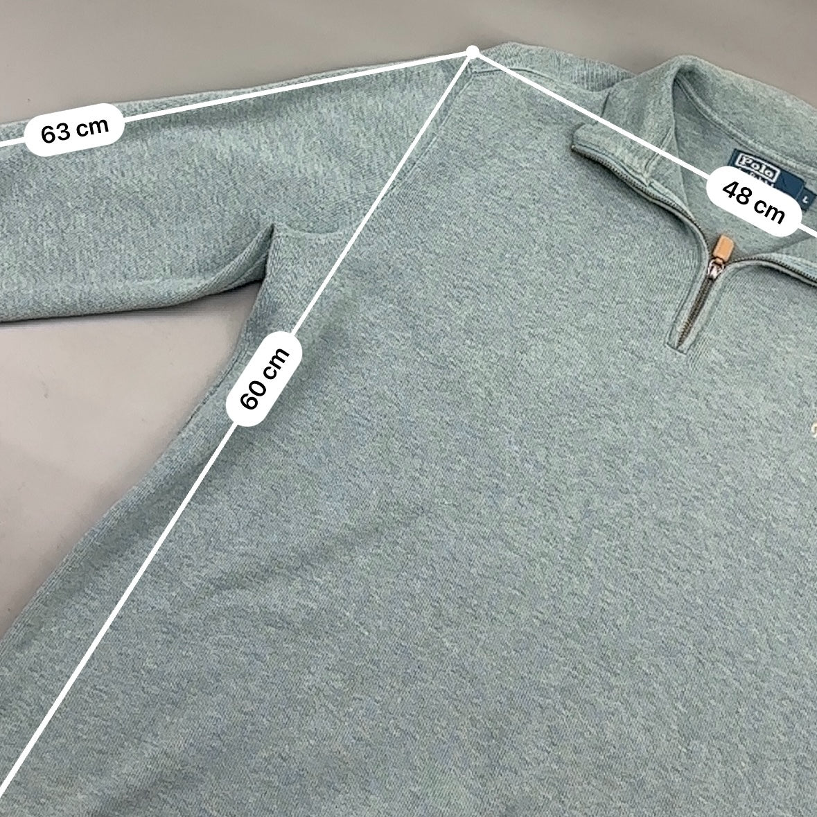 Light Blue Ralph Lauren Half Zip - Men L - Very Good - Revaleur