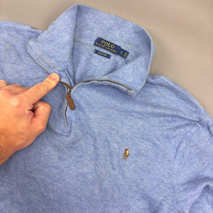 Light Blue Ralph Lauren Half Zip - Men L - Very Good - Revaleur