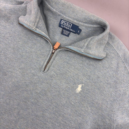 Light Blue Ralph Lauren Half Zip - Men L - Very Good - Revaleur