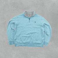 Light Blue Ralph Lauren Half Zip - Men L - Very Good - Revaleur