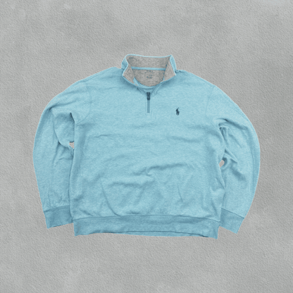 Light Blue Ralph Lauren Half Zip - Men L - Very Good - Revaleur
