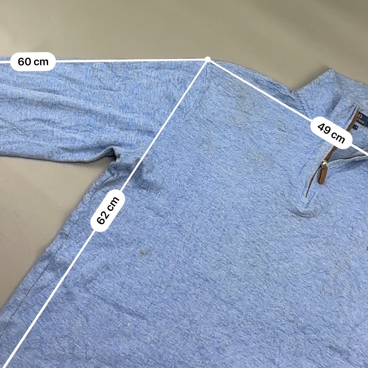 Light Blue Ralph Lauren Half Zip - Men L - Very Good - Revaleur