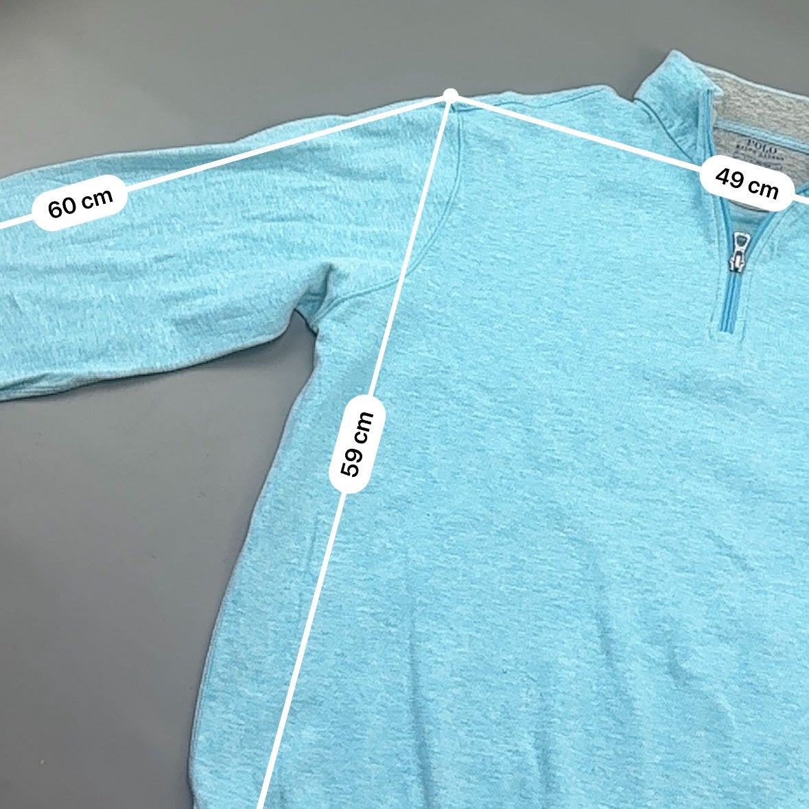 Light Blue Ralph Lauren Half Zip - Men L - Very Good - Revaleur