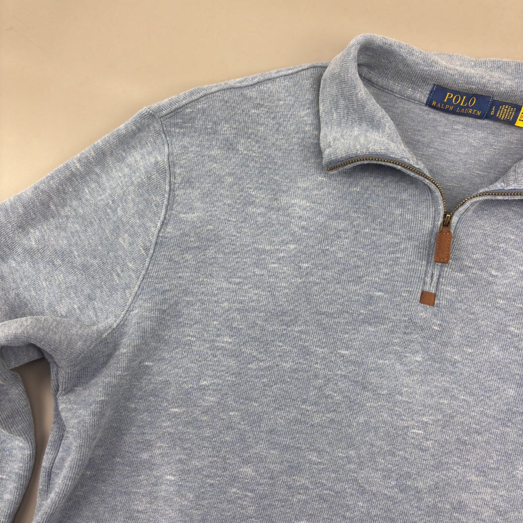 Light Blue Ralph Lauren Half Zip - Men L - Very Good - Revaleur