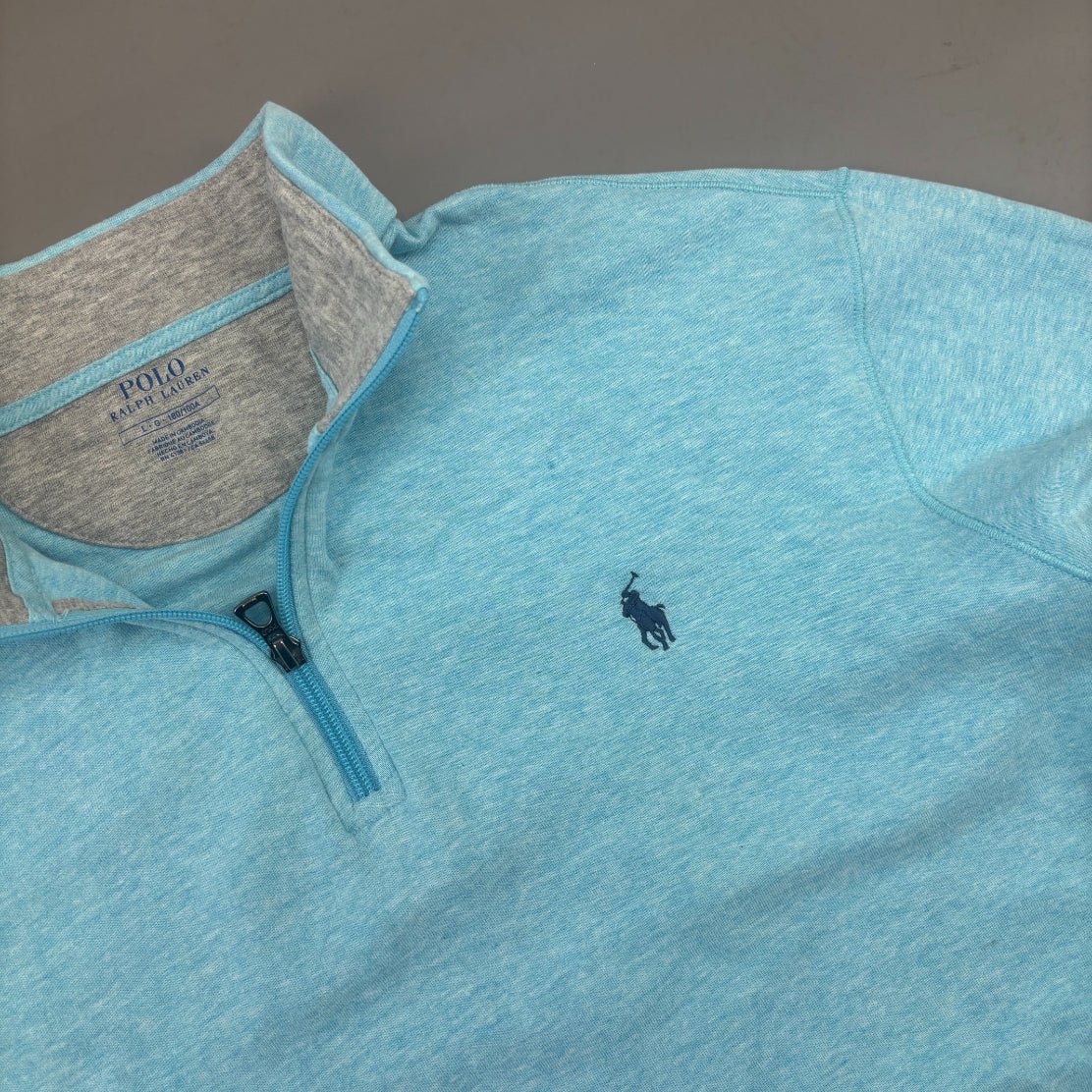 Light Blue Ralph Lauren Half Zip - Men L - Very Good - Revaleur