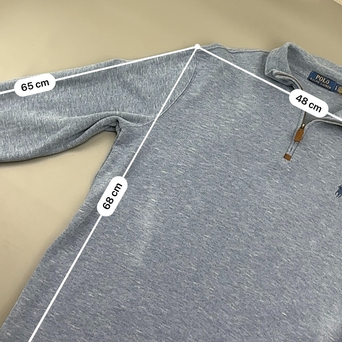 Light Blue Ralph Lauren Half Zip - Men L - Very Good - Revaleur