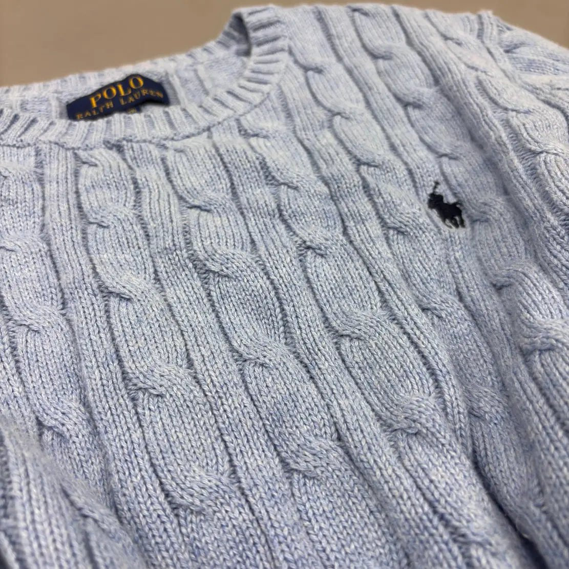 Light Blue Ralph Lauren Knitted Sweater - M (Kids) - New, Never Worn - Revaleur