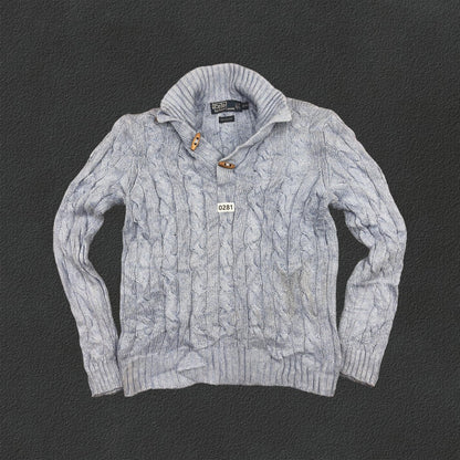 Light Blue Ralph Lauren Knitted Sweater - M - Very Good - Revaleur