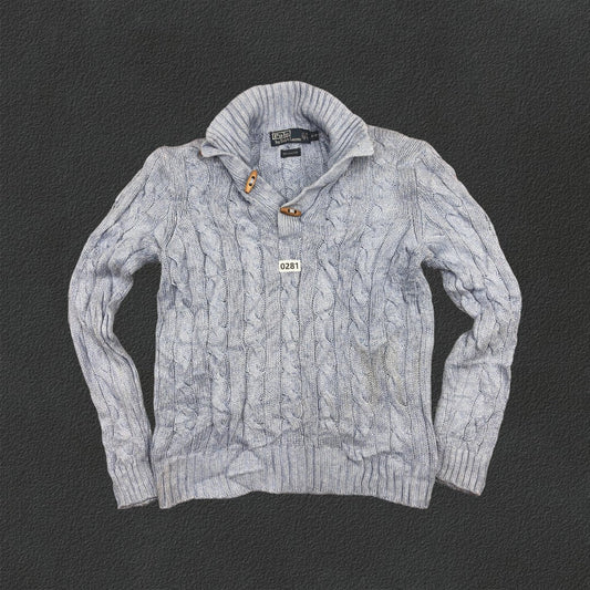 Light Blue Ralph Lauren Knitted Sweater - M - Very Good - Revaleur