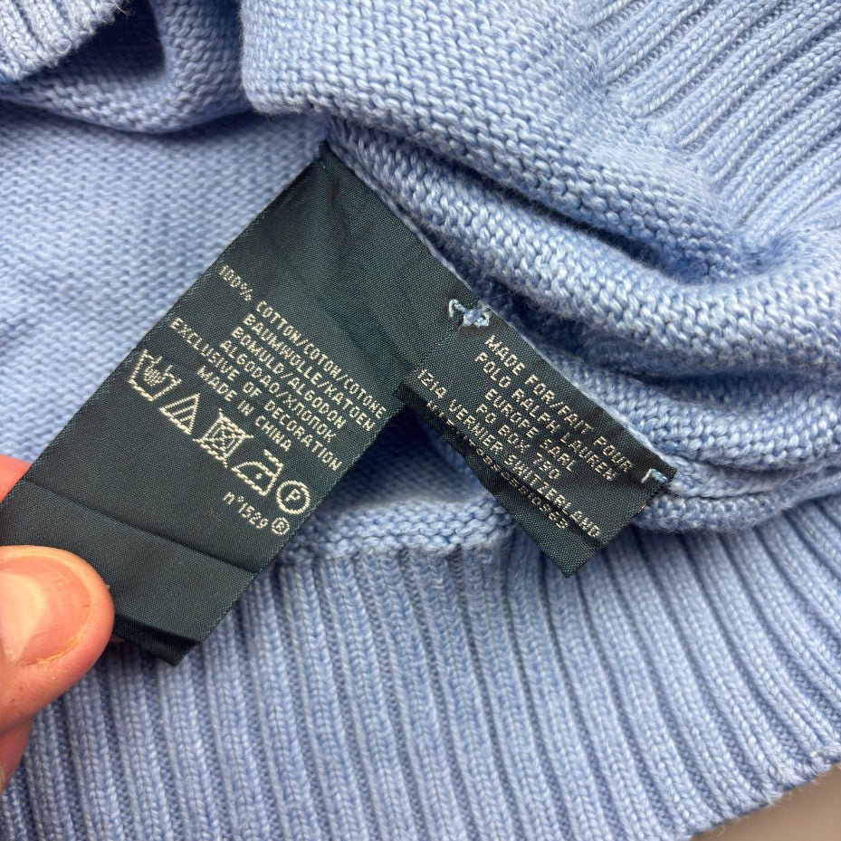 Light Blue Ralph Lauren Knitted Sweater - M - Very Good - Revaleur